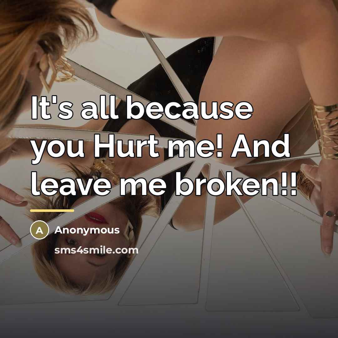 “It's all because you Hurt me! And leave me broken!!…” quote by Anonymous