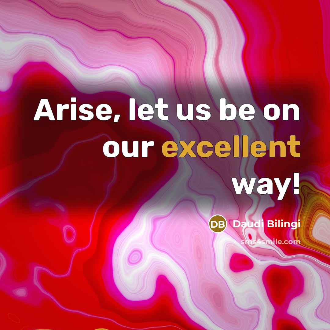 “Arise, let us be on our excellent way!” quote by Daudi Bilingi