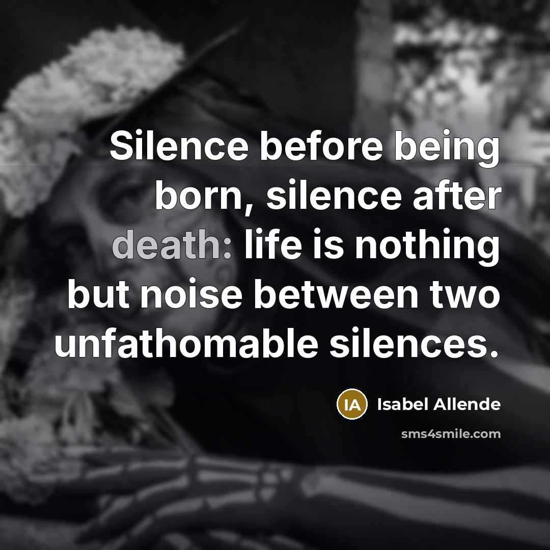 “Silence before being born, silence after death: life is nothing…” quote by Isabel Allende