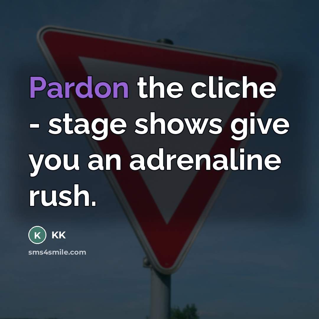 “Pardon the cliche - stage shows give you an adrenaline…” quote by KK