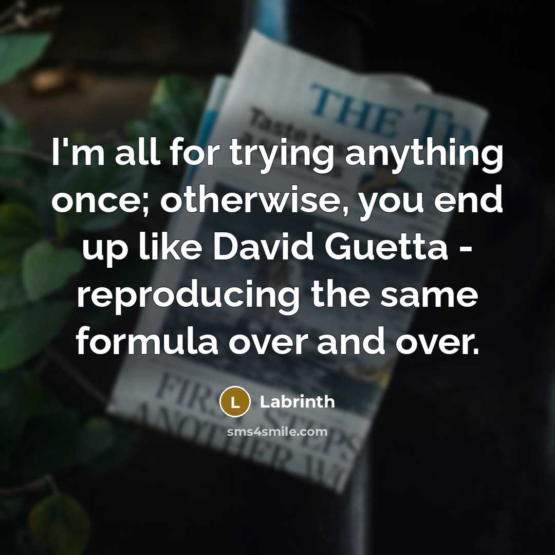 “I'm all for trying anything once; otherwise, you end up…” quote by Labrinth