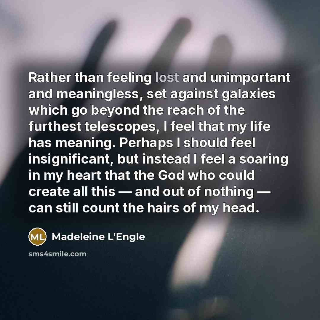 “Rather than feeling lost and unimportant and meaningless, set against…” quote by Madeleine L'Engle
