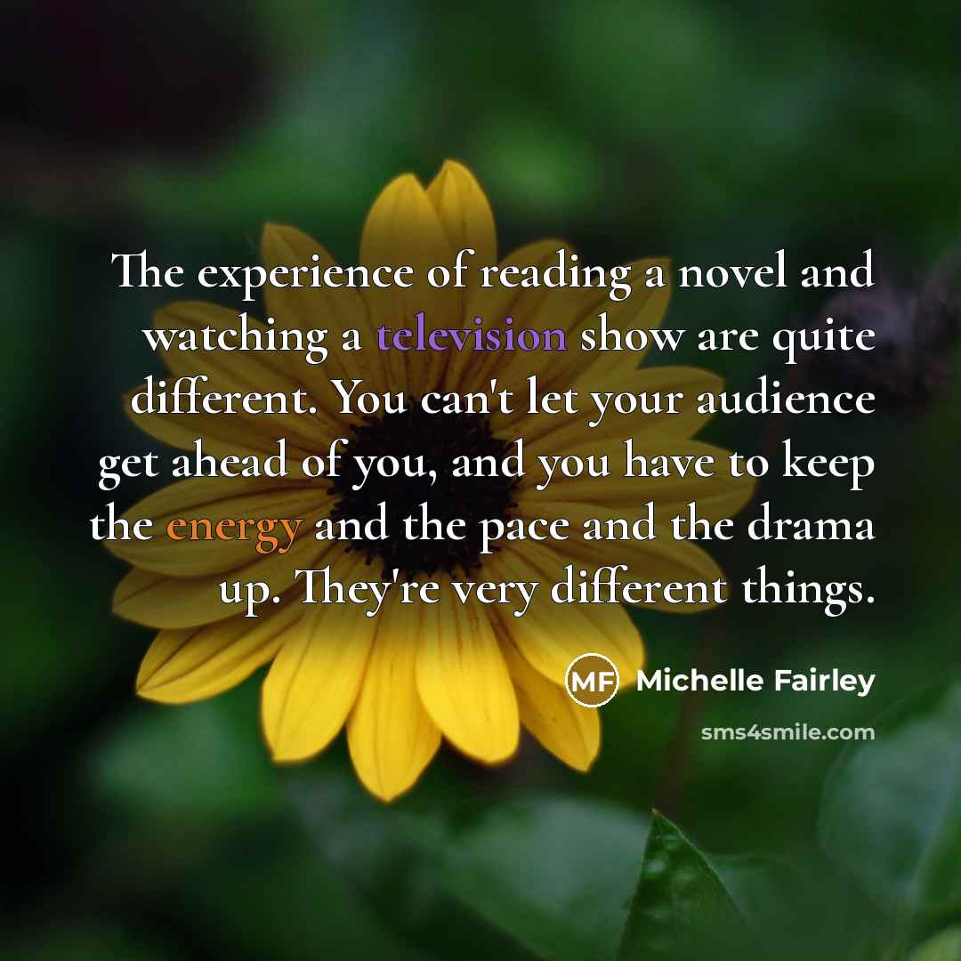 “The experience of reading a novel and watching a television…” quote by Michelle Fairley