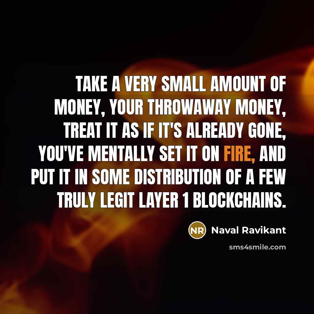 “Take a very small amount of money, your throwaway money,…” quote by Naval Ravikant