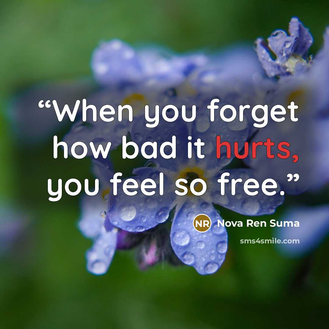 “When you forget how bad it hurts, you feel so free.” quote by Nova Ren Suma