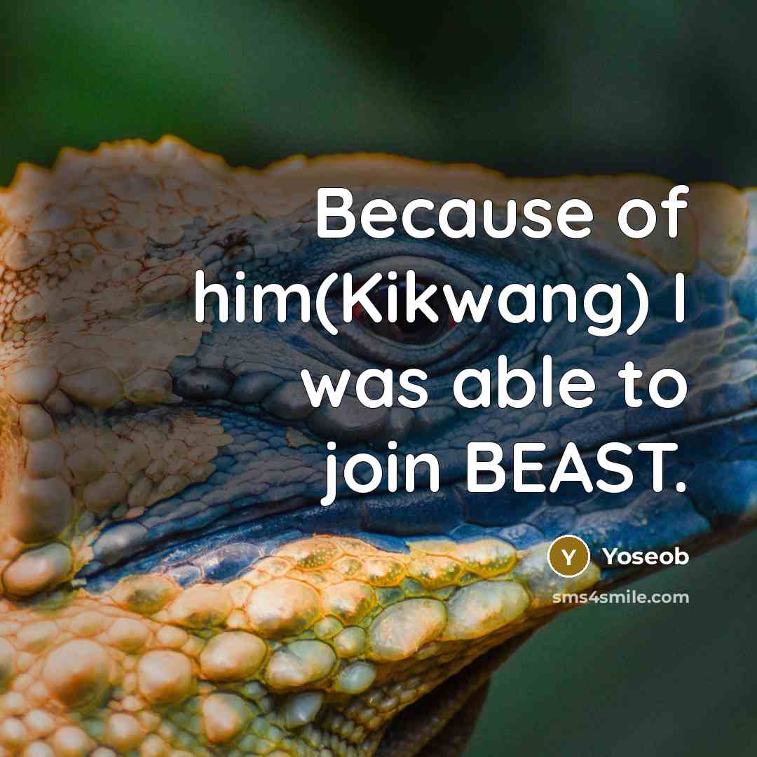 “Because of him(Kikwang) I was able to join BEAST.…” quote by Yoseob
