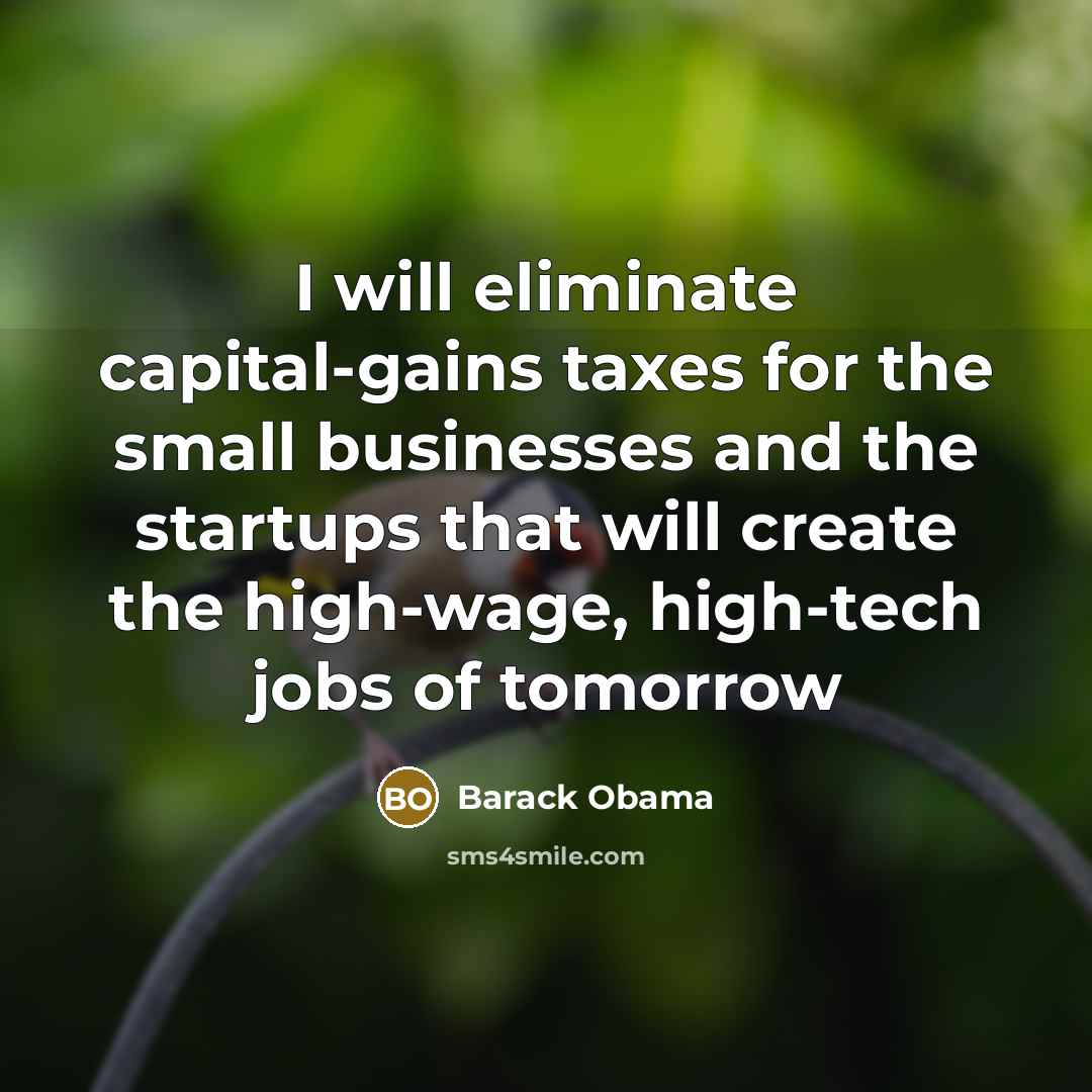 “I will eliminate capital-gains taxes for the small businesses and…” quote by Barack Obama
