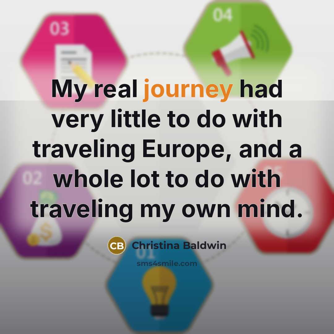 “My real journey had very little to do with traveling…” quote by Christina Baldwin