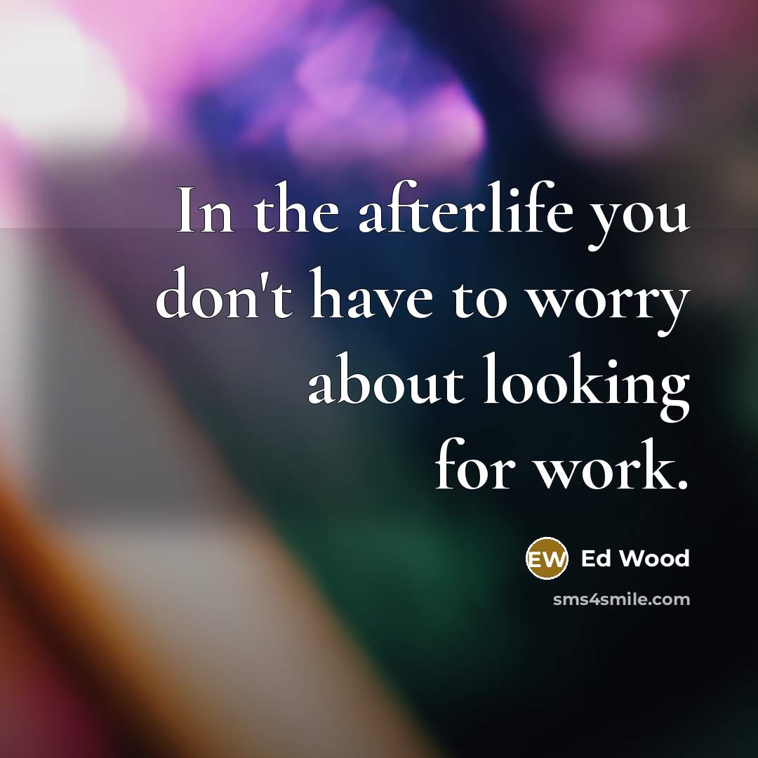 “In the afterlife you don't have to worry about looking…” quote by Ed Wood