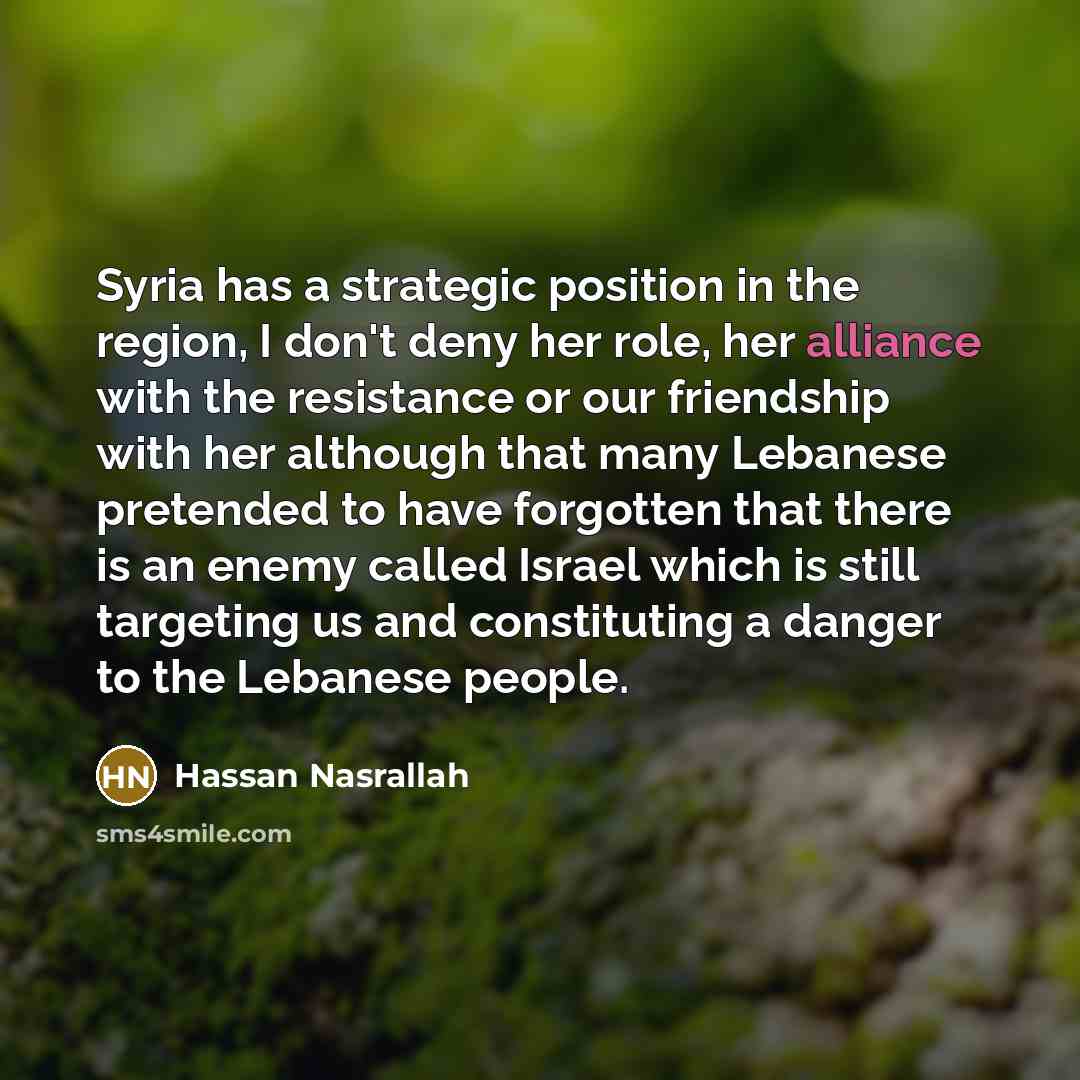 “Syria has a strategic position in the region, I don't…” quote by Hassan Nasrallah