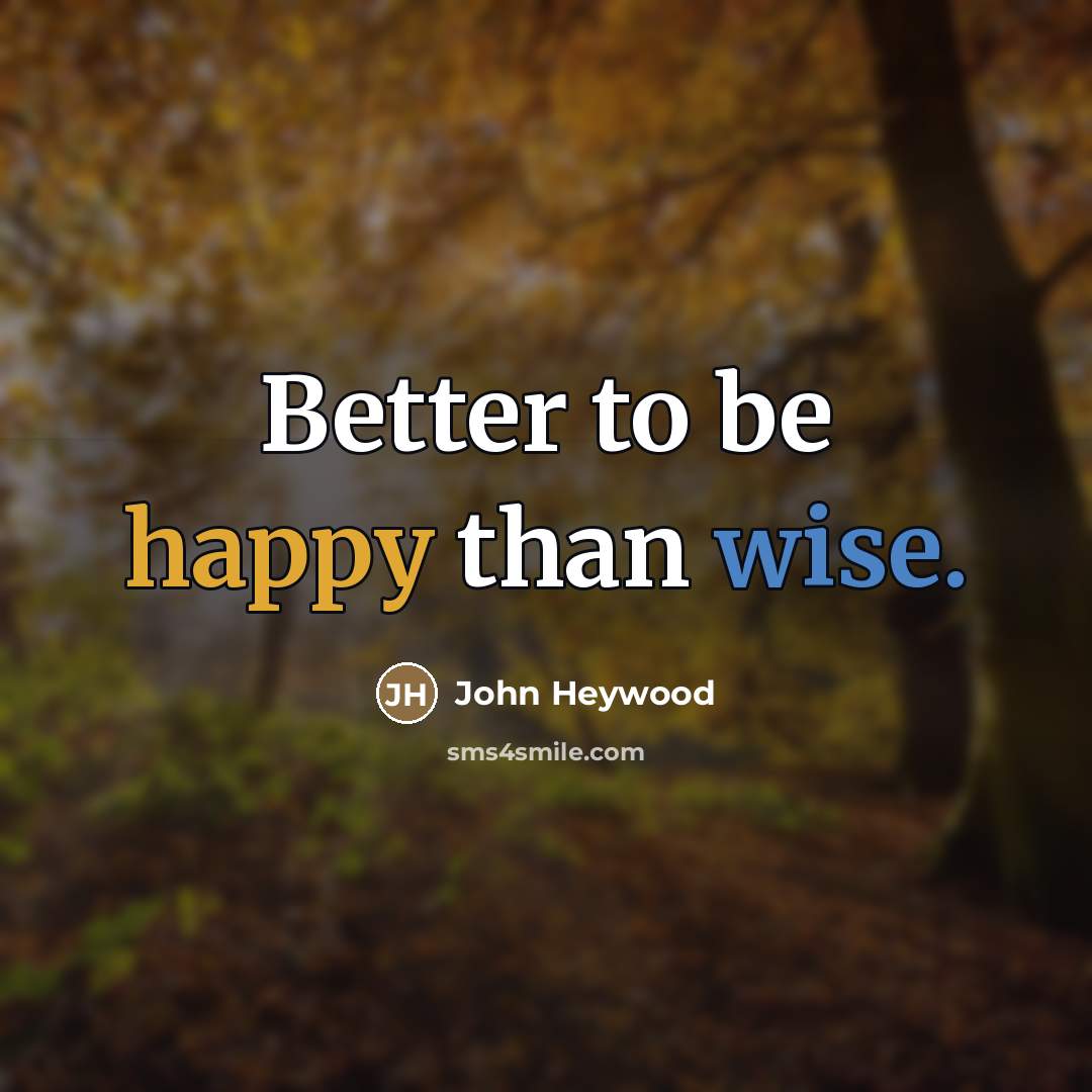“Better to be happy than wise.…” quote by John Heywood