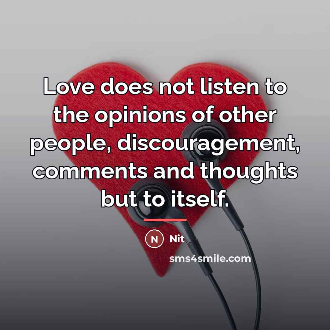 “Love does not listen to the opinions of other people,…” quote by Nit