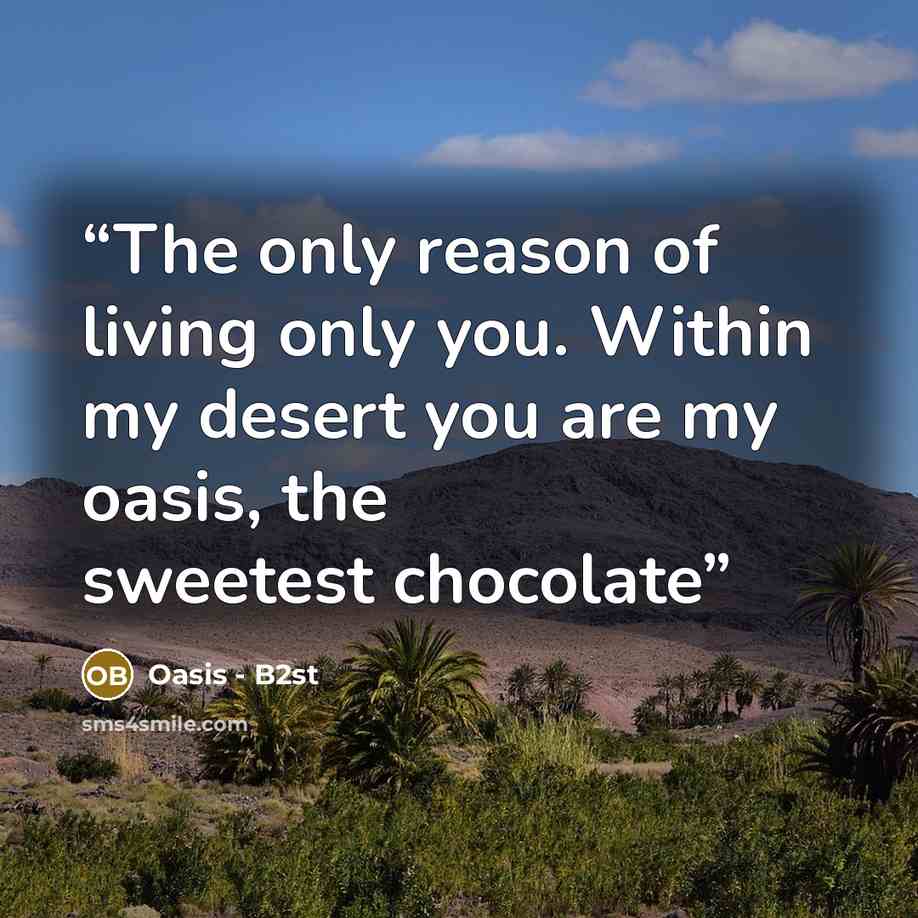 “The only reason of living only you. Within my desert you are my oasis, the sweetest chocolate” quote by Oasis - B2st