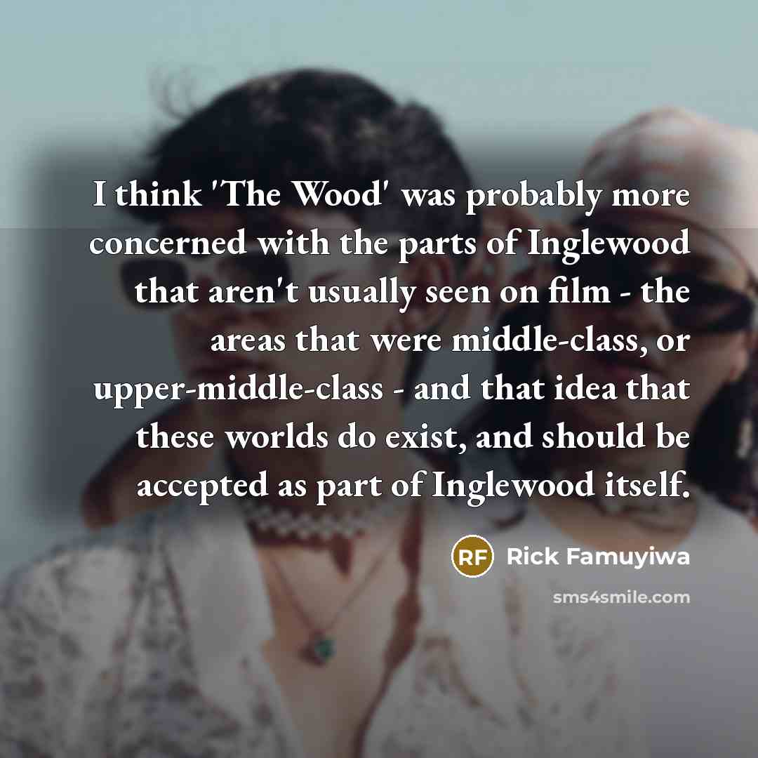 “I think 'The Wood' was probably more concerned with the…” quote by Rick Famuyiwa