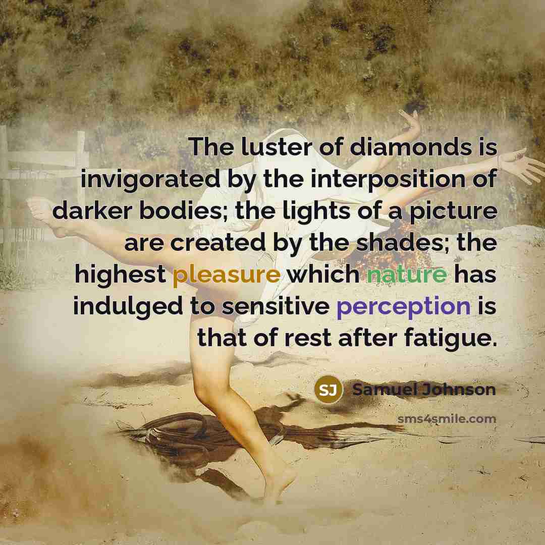 “The luster of diamonds is invigorated by the interposition of…” quote by Samuel Johnson