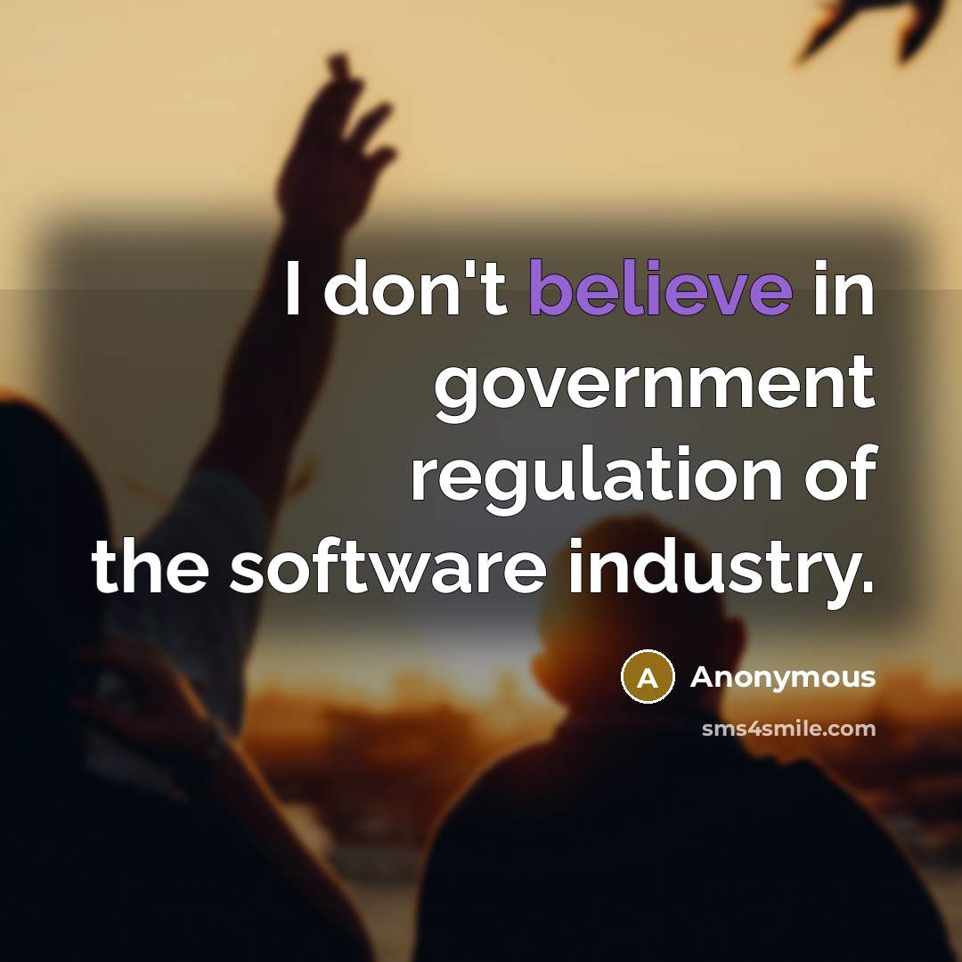 “I don't believe in government regulation of the software industry.…” quote by Anonymous
