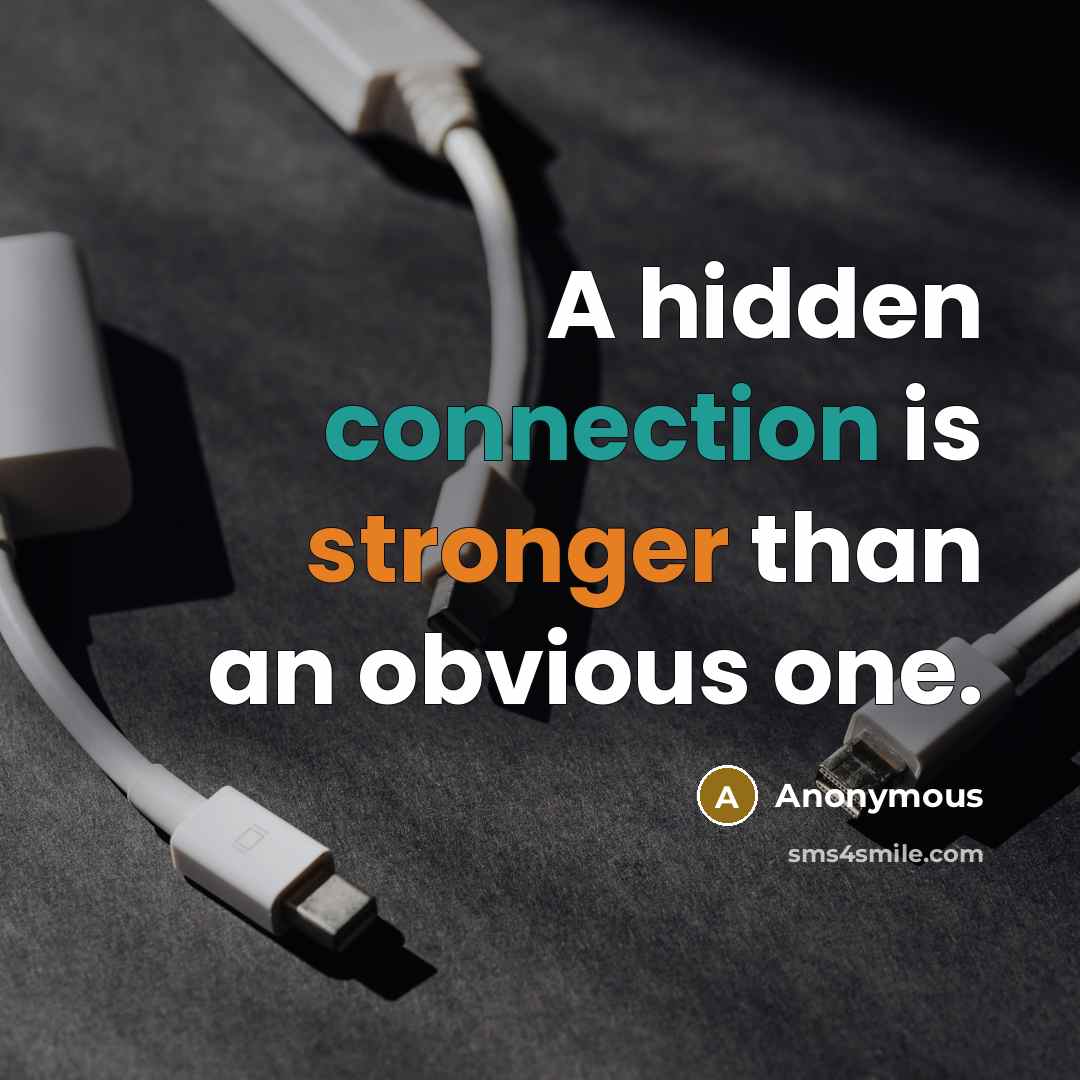 “A hidden connection is stronger than an obvious one.” quote by Anonymous