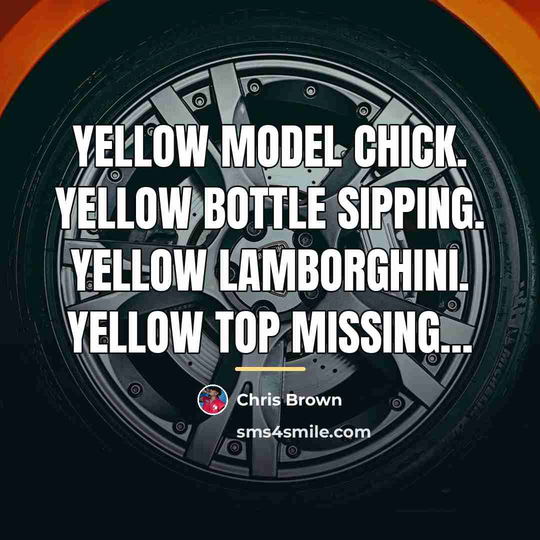 “Yellow model chick. Yellow bottle sipping. Yellow Lamborghini. Yellow top…” quote by Chris Brown