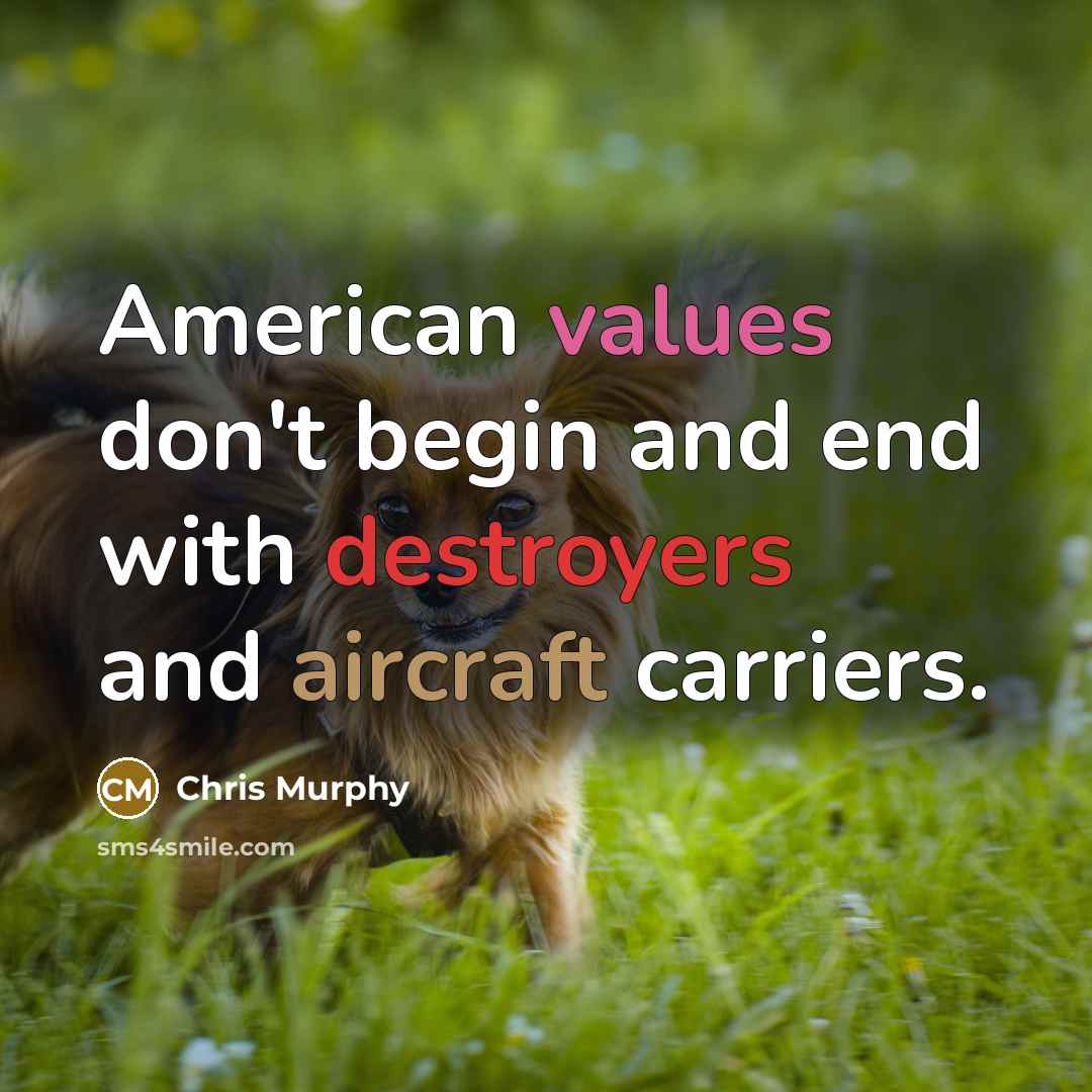 “American values don't begin and end with destroyers and aircraft carriers.” quote by Chris Murphy