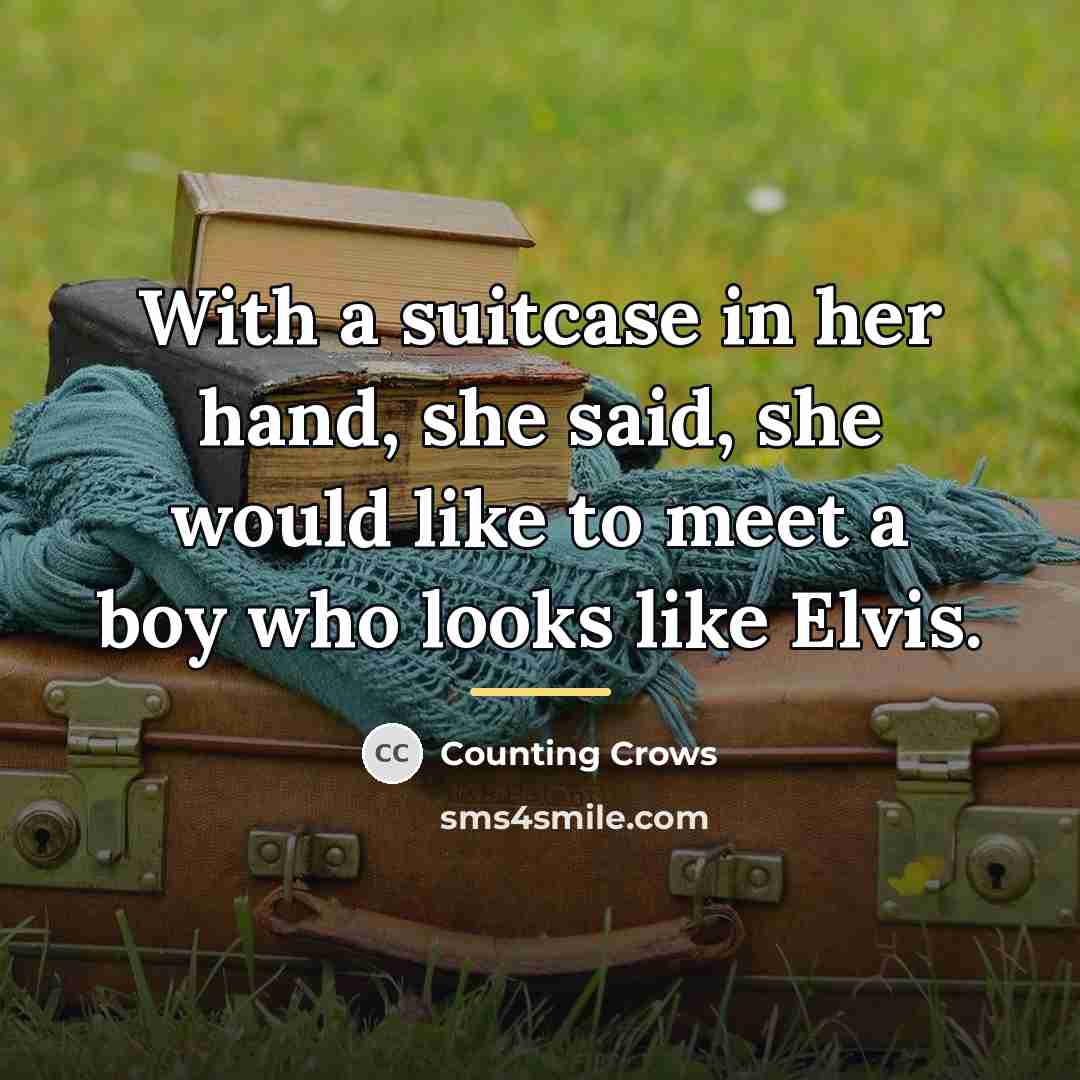 “With a suitcase in her hand, she said, she would…” quote by Counting Crows