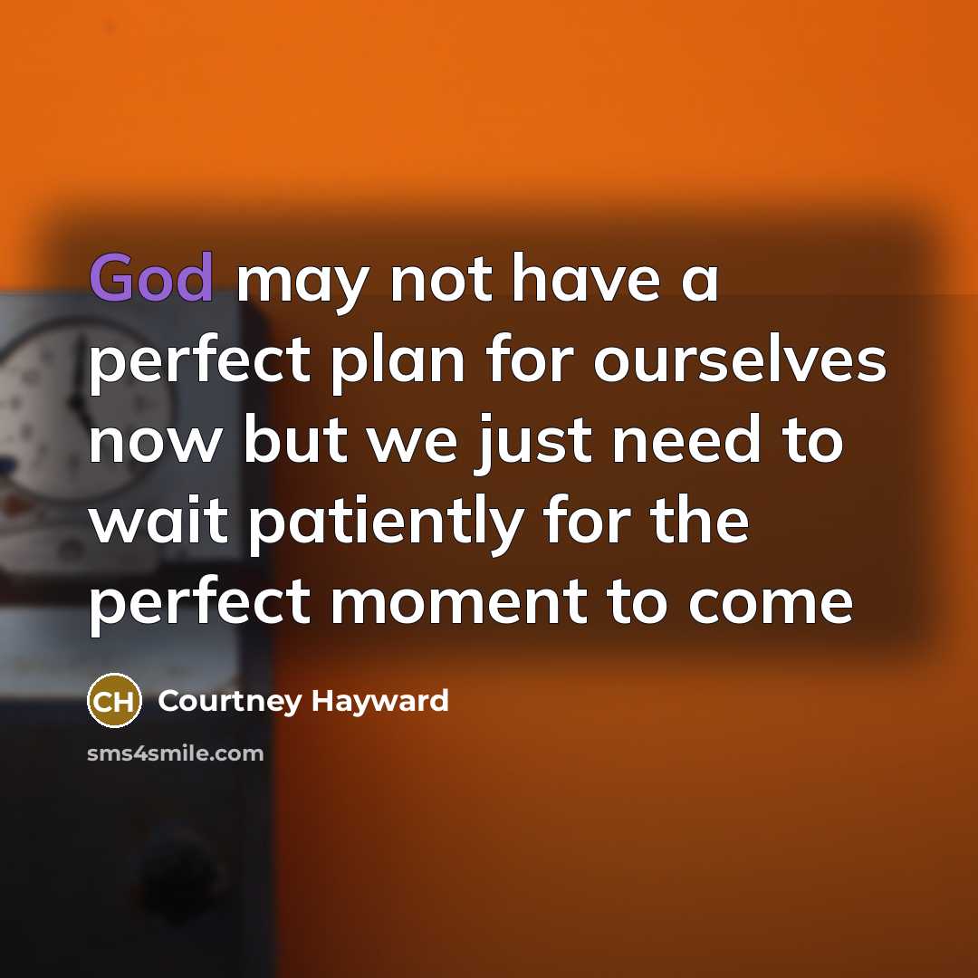 “God may not have a perfect plan for ourselves now…” quote by Courtney Hayward