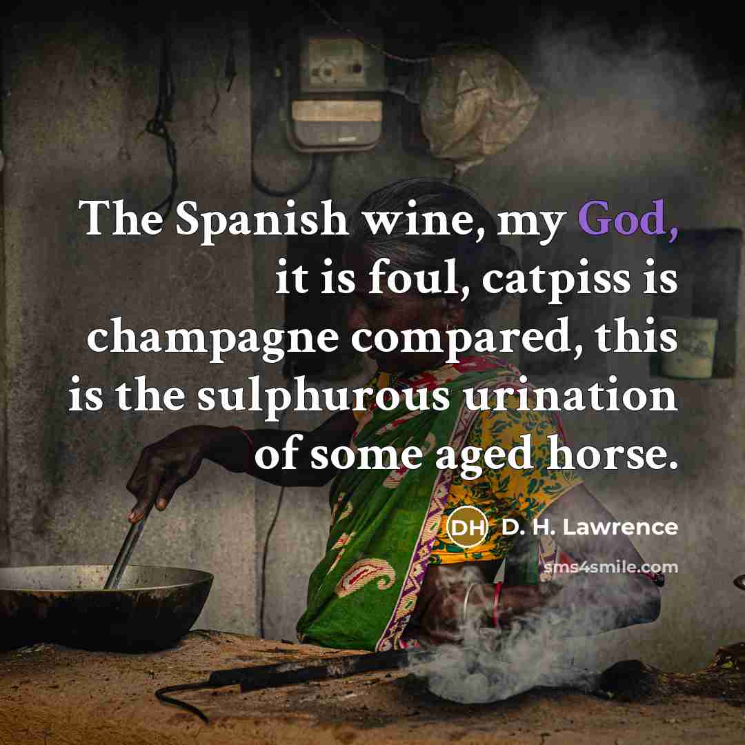 “The Spanish wine, my God, it is foul, catpiss is…” quote by D. H. Lawrence