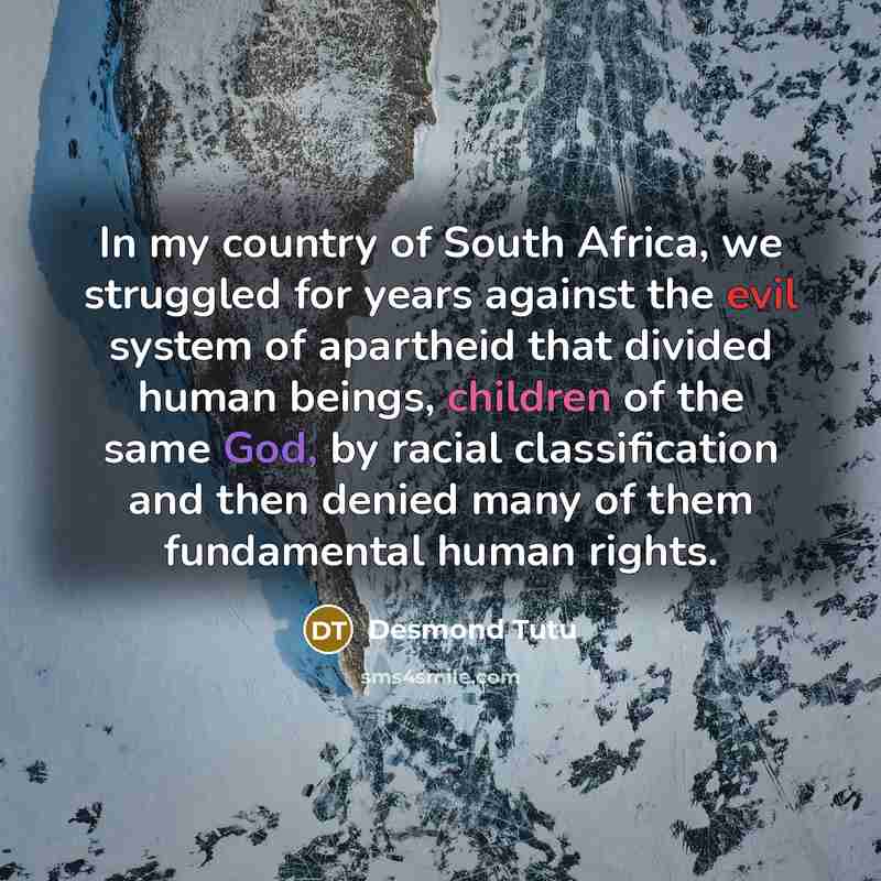 “In my country of South Africa, we struggled for years…” quote by Desmond Tutu