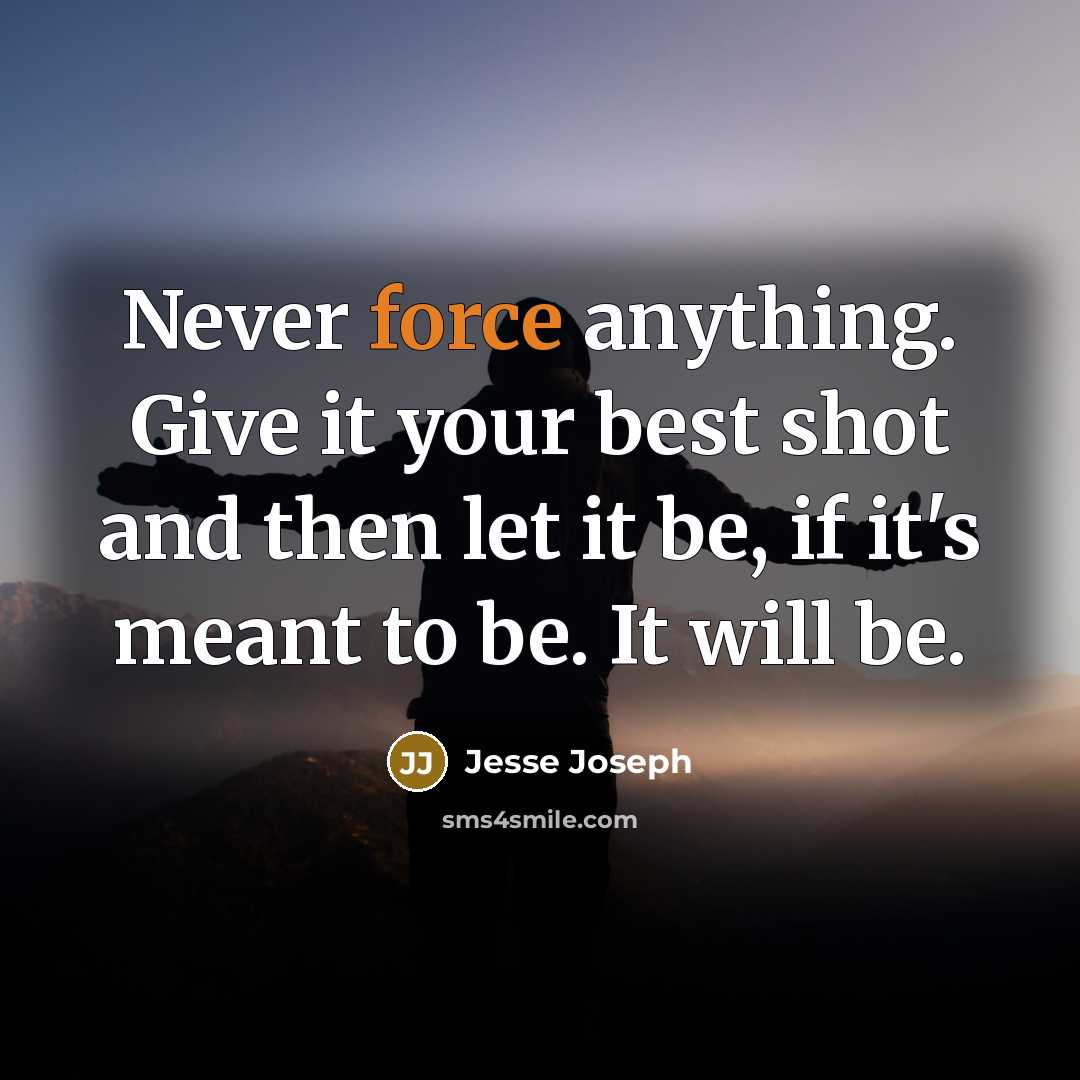 “Never force anything. Give it your best shot and then…” quote by Jesse Joseph
