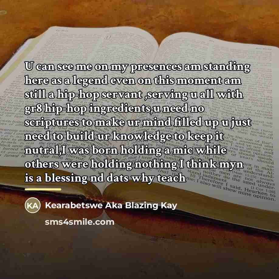 “U can see me on my presences am standing here…” quote by Kearabetswe Aka Blazing Kay