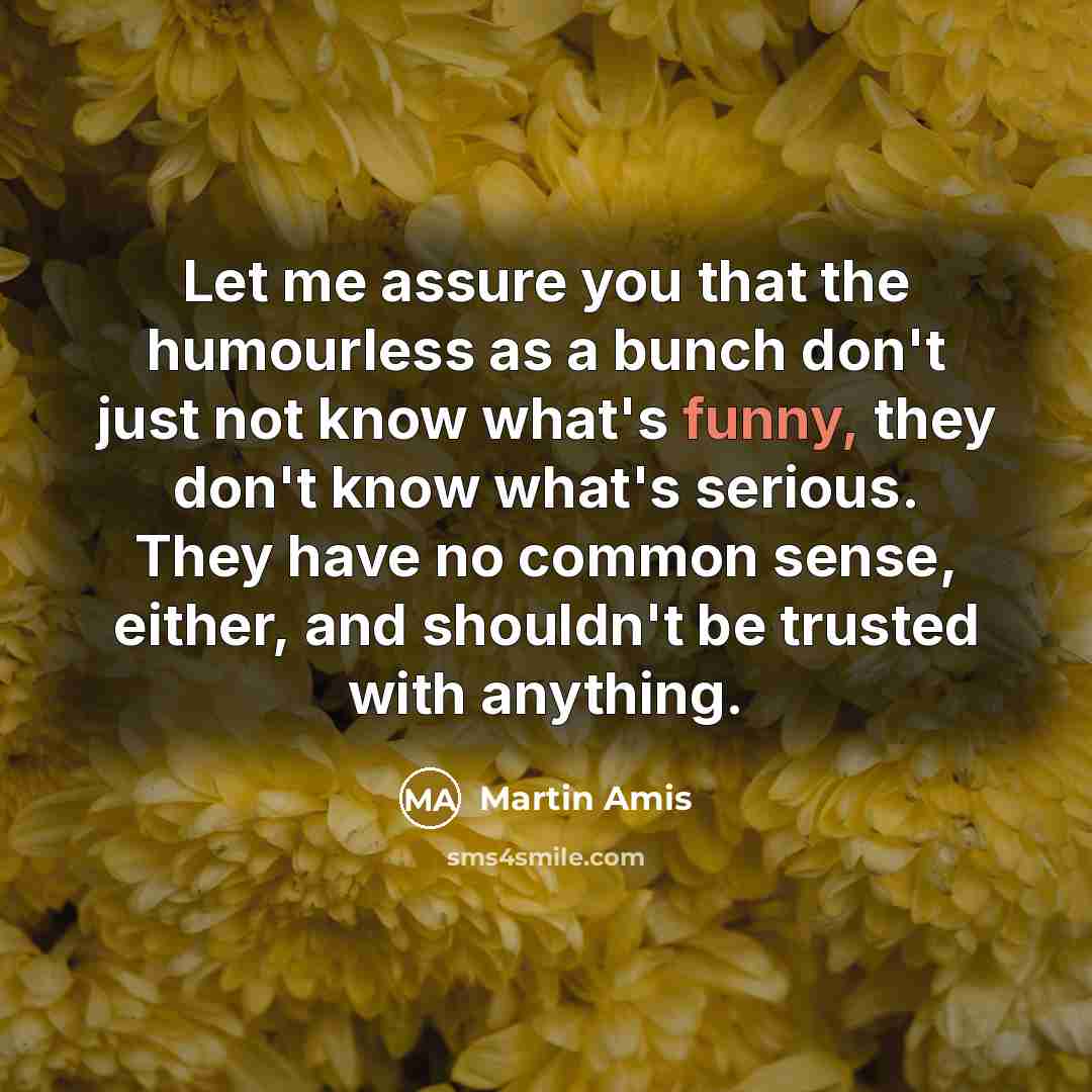 “Let me assure you that the humourless as a bunch…” quote by Martin Amis