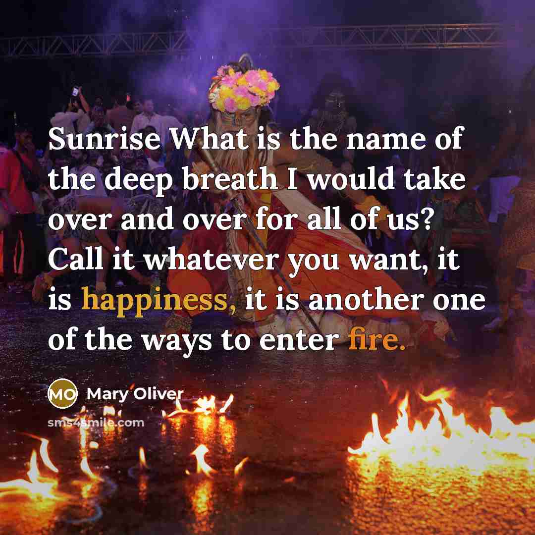 “Sunrise What is the name of the deep breath I…” quote by Mary Oliver