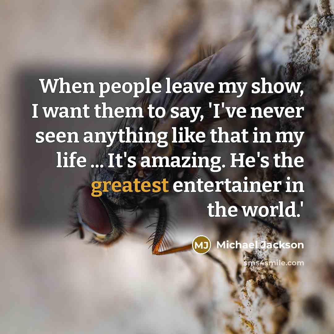 “When people leave my show, I want them to say, 'I've never seen anything like that in my life ... It's amazing. He's the greatest entertainer in the world.'” quote by Michael Jackson