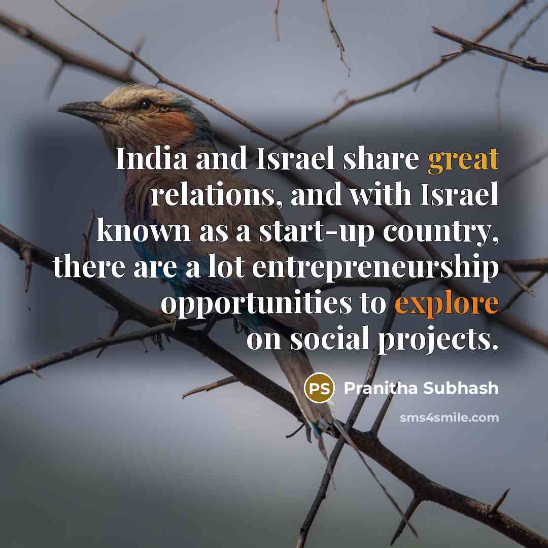 “India and Israel share great relations, and with Israel known…” quote by Pranitha Subhash