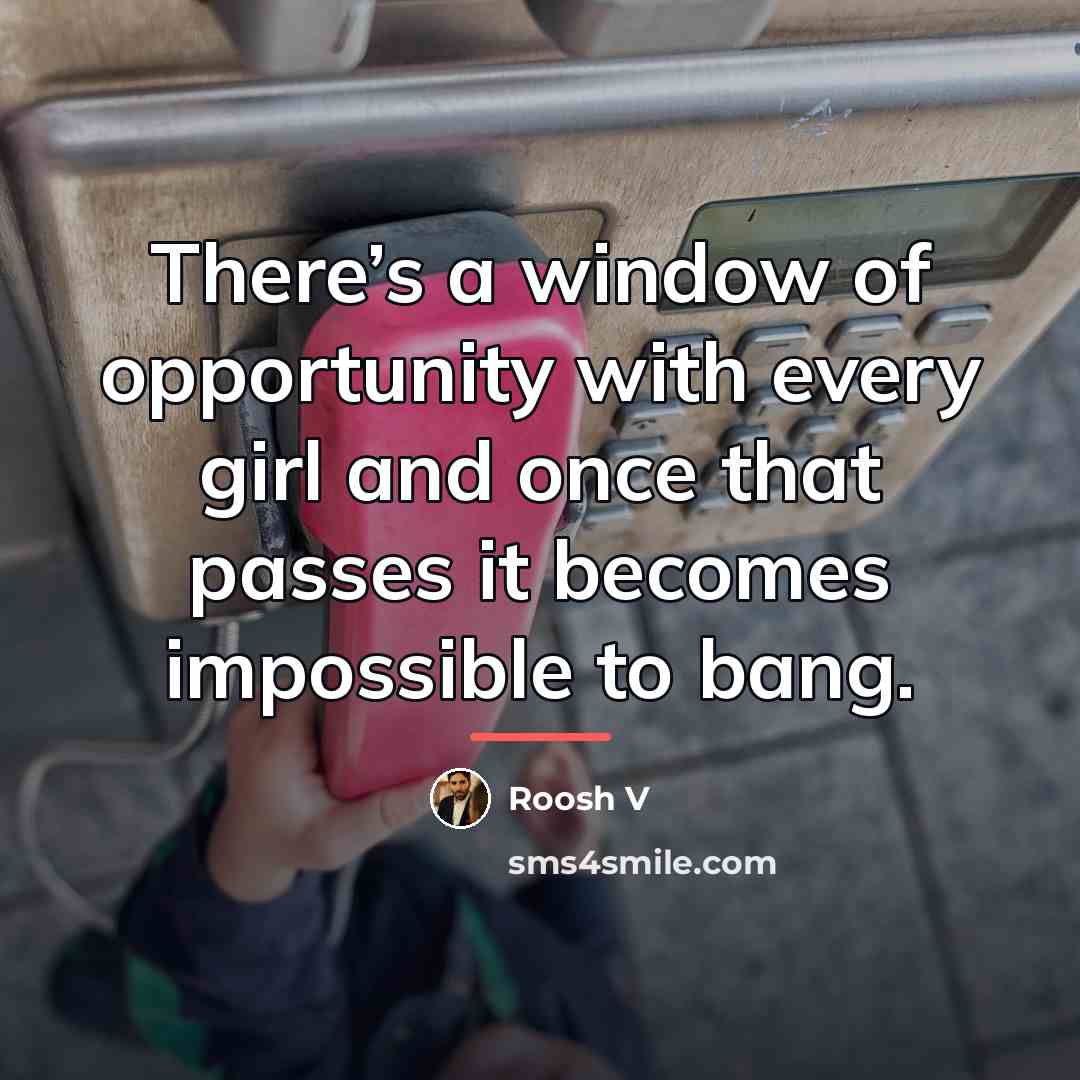 “There’s a window of opportunity with every girl and once…” quote by Roosh V