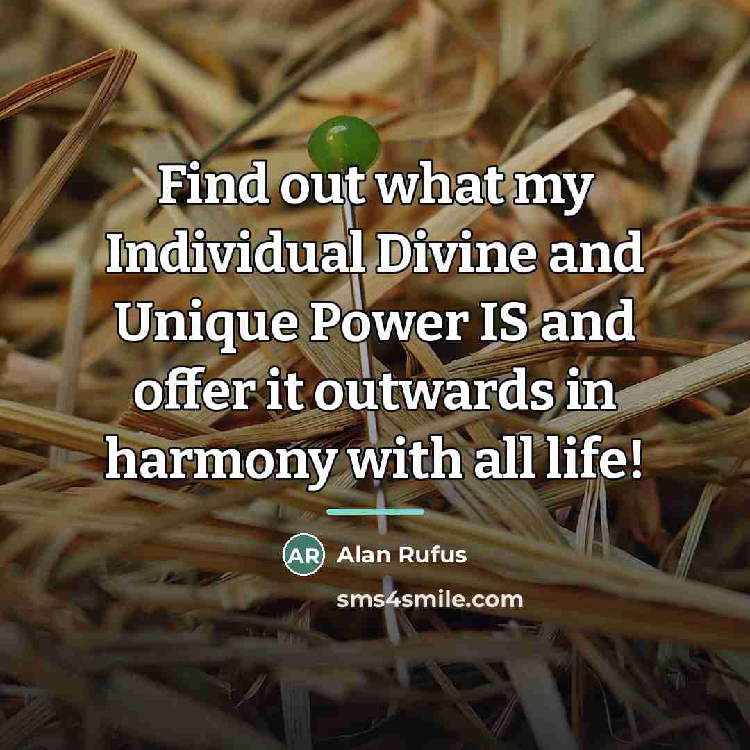 “Find out what my Individual Divine and Unique Power IS…” quote by Alan Rufus