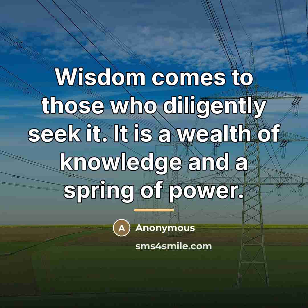 “Wisdom comes to those who diligently seek it. It is…” quote by Anonymous