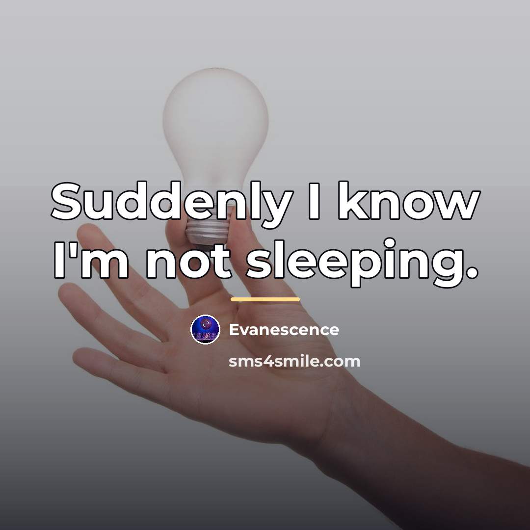 “Suddenly I know I'm not sleeping.…” quote by Evanescence