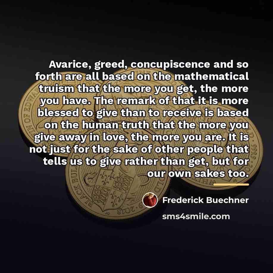 “Avarice, greed, concupiscence and so forth are all based on…” quote by Frederick Buechner