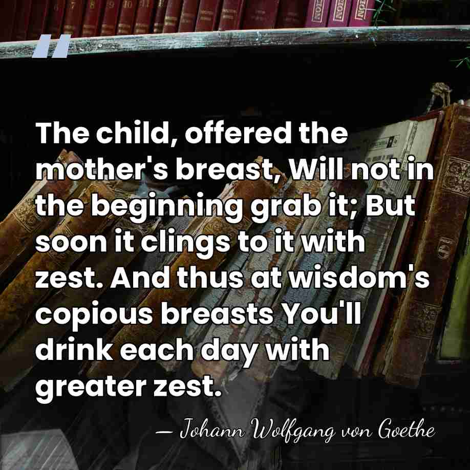 The child, offered the mother's breast, Will not in the beginning grab&hellip; - Johann Wolfgang von Goethe