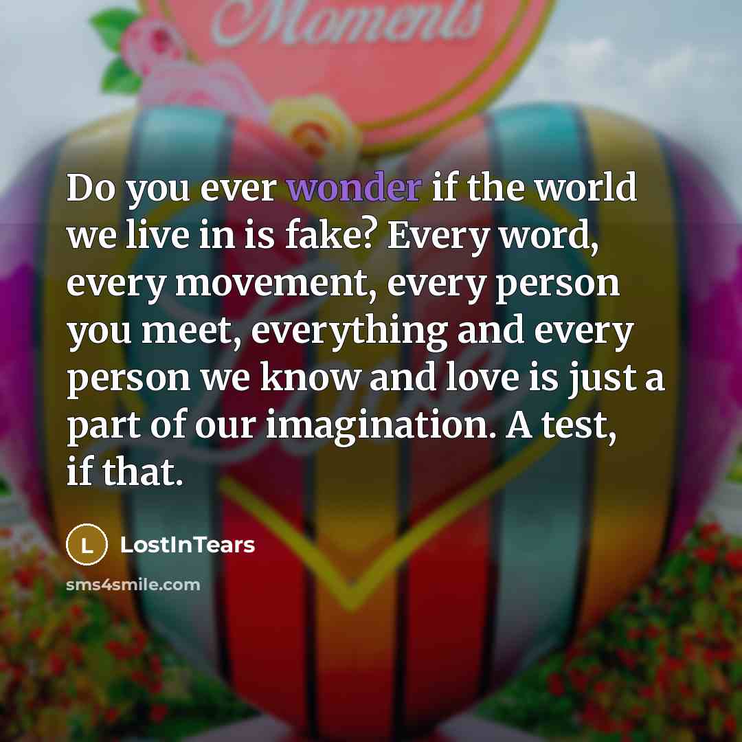 “Do you ever wonder if the world we live in…” quote by LostInTears