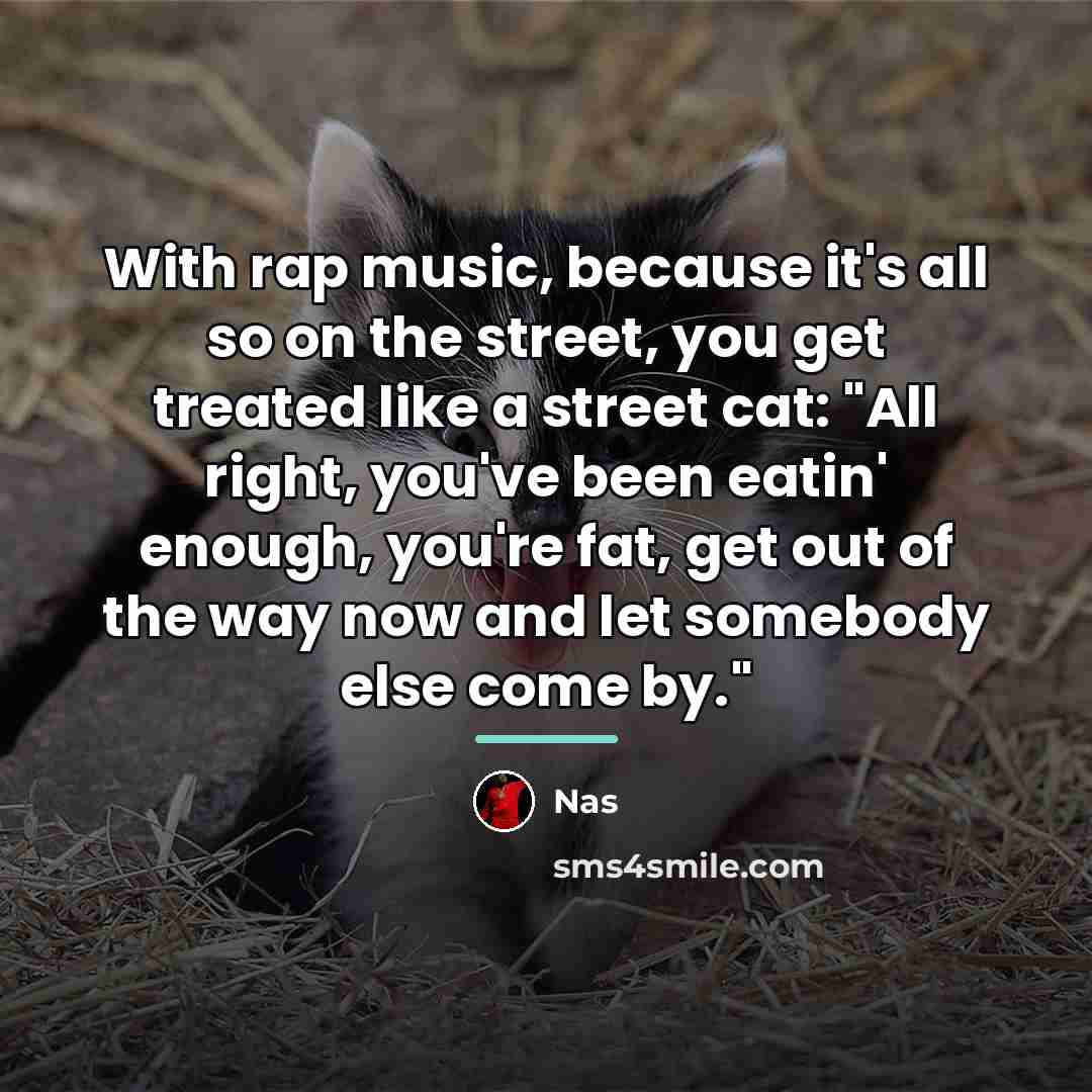 “With rap music, because it's all so on the street,…” quote by Nas