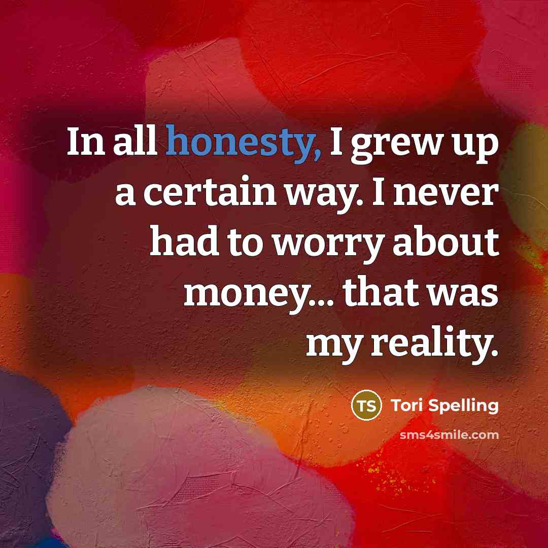 “In all honesty, I grew up a certain way. I…” quote by Tori Spelling