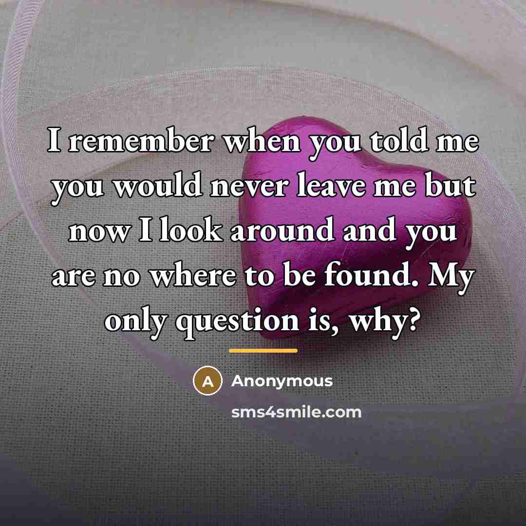 “I remember when you told me you would never leave…” quote by Anonymous