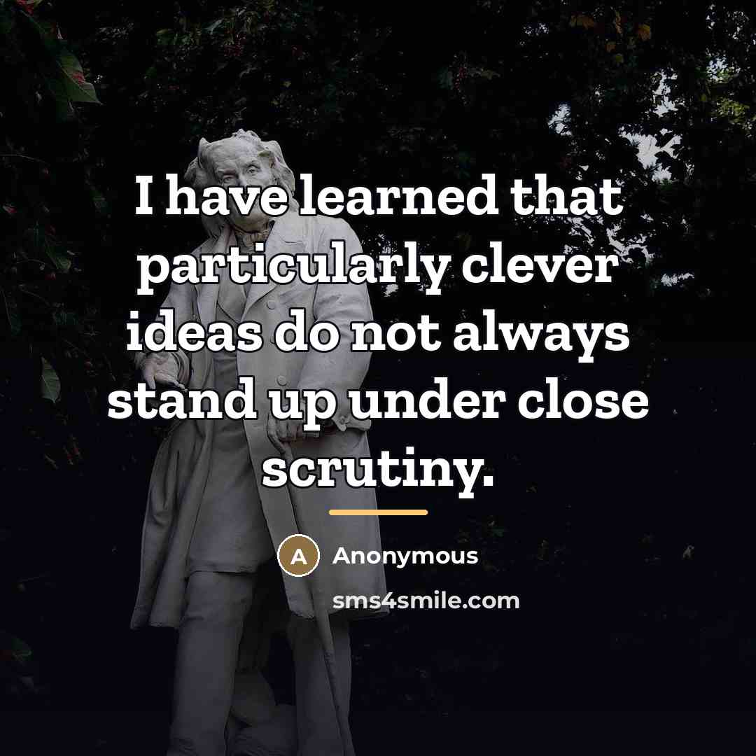 “I have learned that particularly clever ideas do not always…” quote by Anonymous