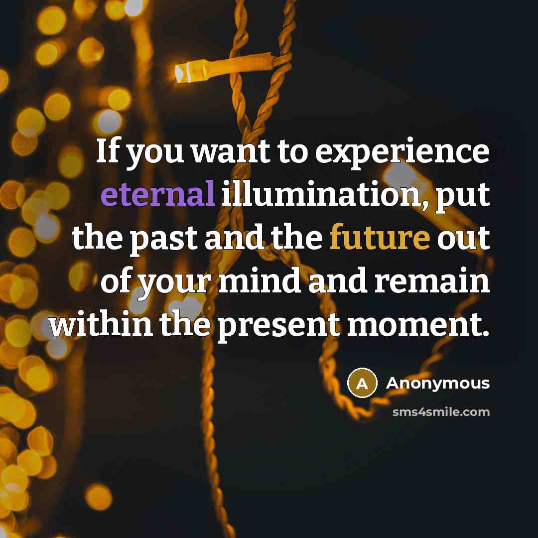 “If you want to experience eternal illumination, put the past…” quote by Anonymous