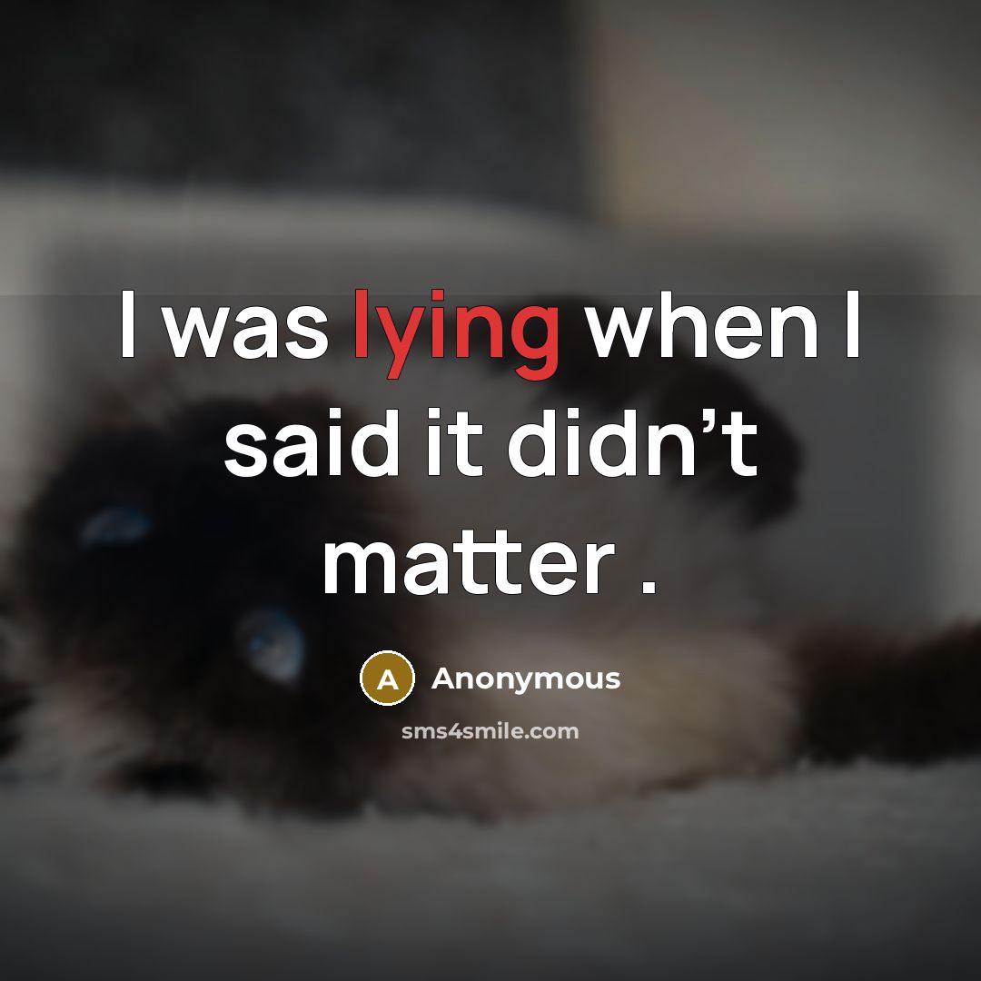 “I was lying when I said it didn't matter .” quote by Anonymous