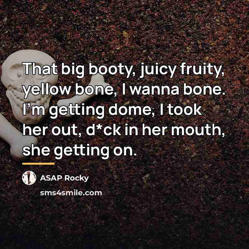 “That big booty, juicy fruity, yellow bone, I wanna bone.…” quote by Asap Rocky