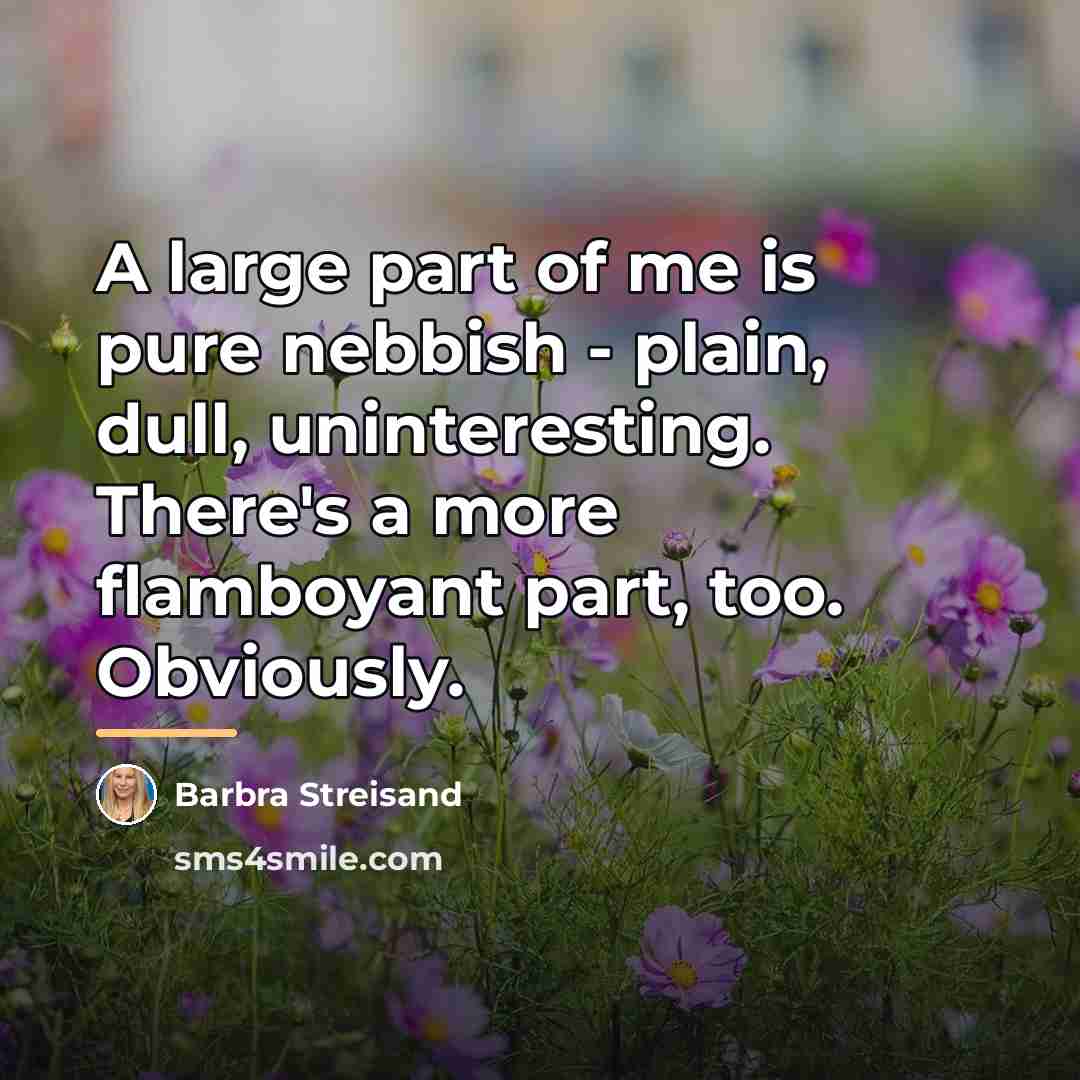 “A large part of me is pure nebbish - plain,…” quote by Barbra Streisand