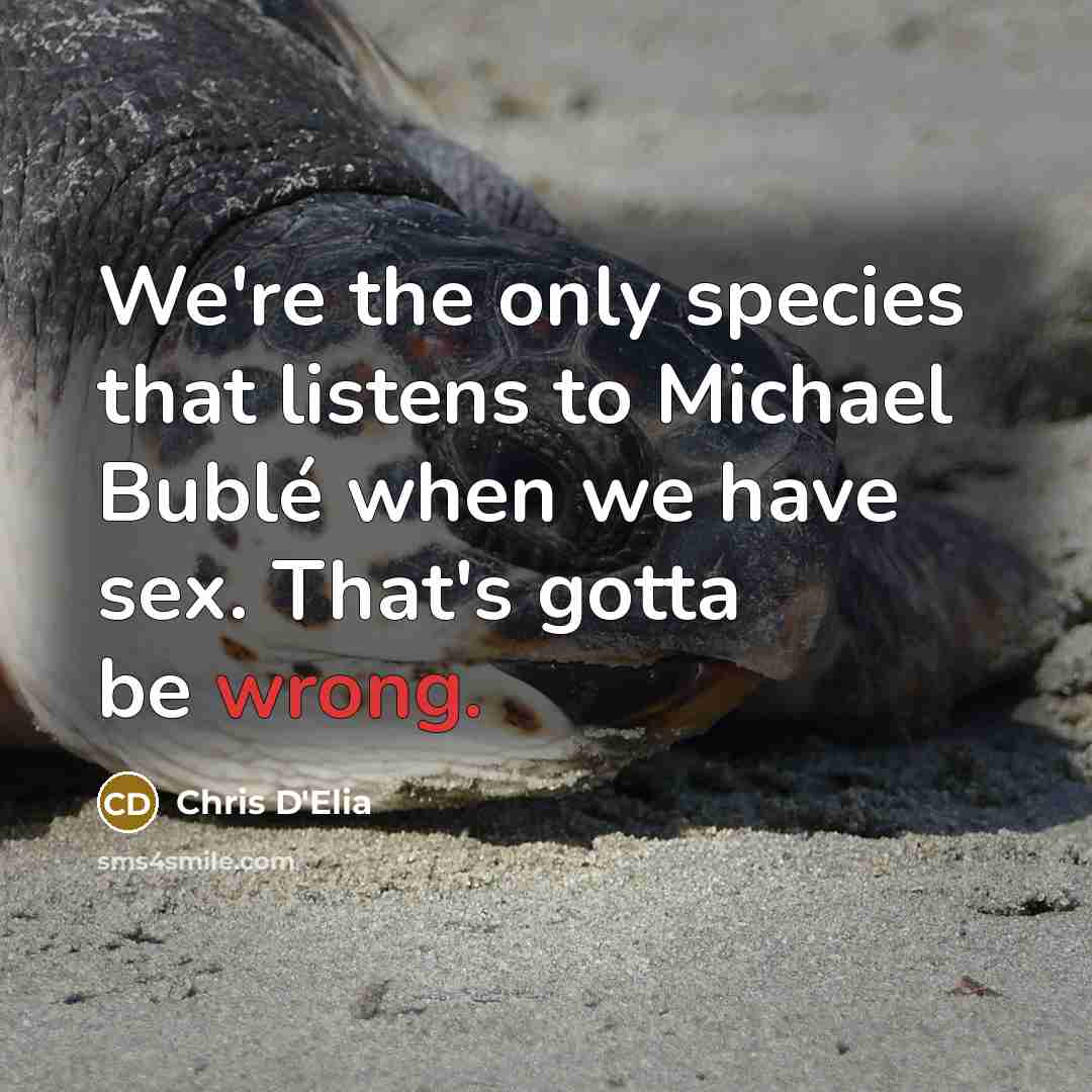 “We're the only species that listens to Michael Bublé when…” quote by Chris D'Elia