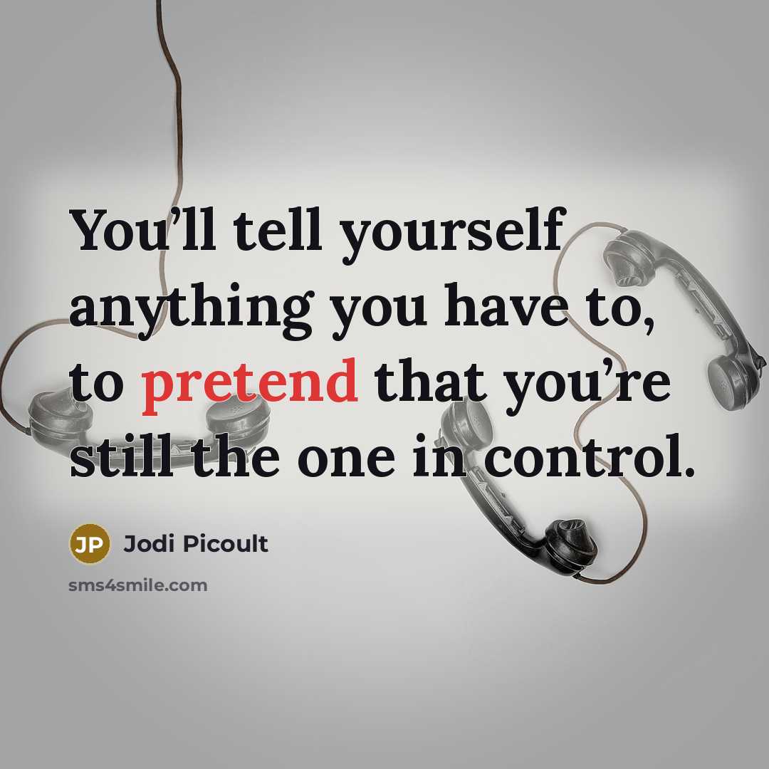 “You’ll tell yourself anything you have to, to pretend that…” quote by Jodi Picoult